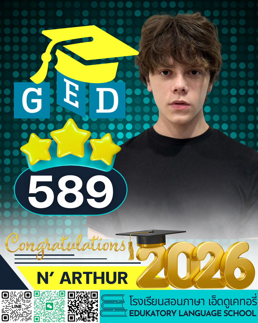 GED graduate achievement poster for Arthur