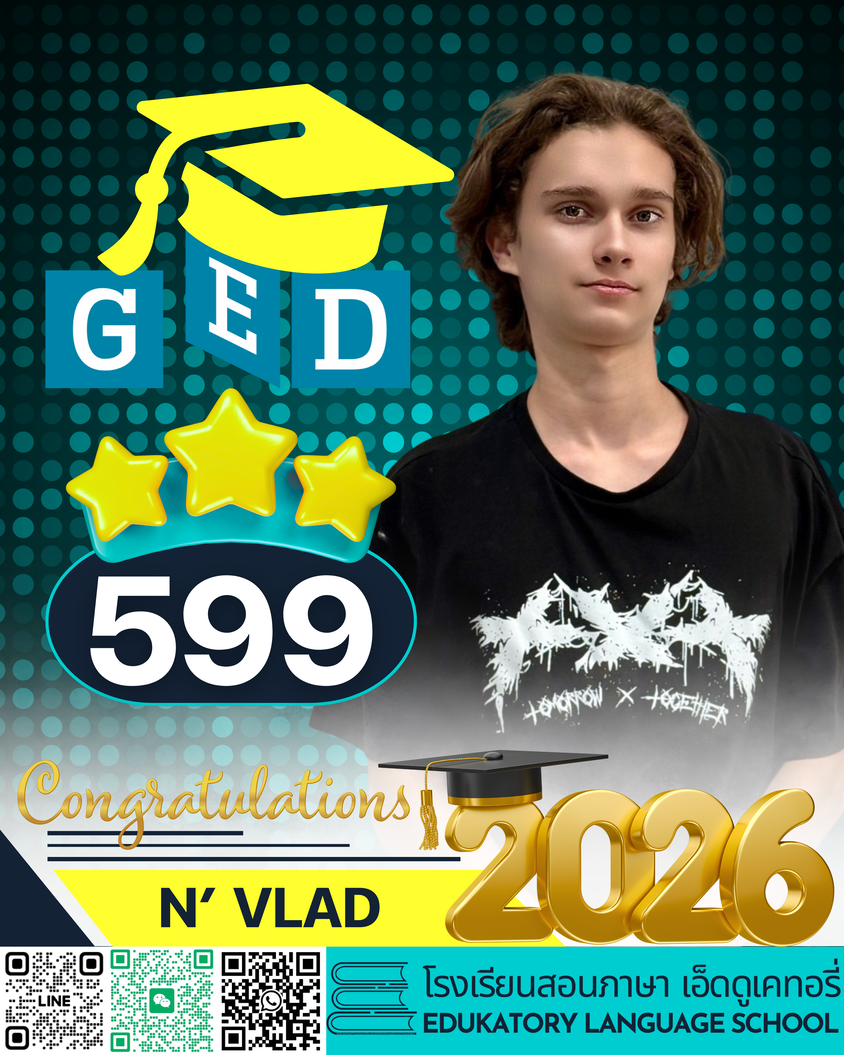 GED graduate achievement poster for Vlad