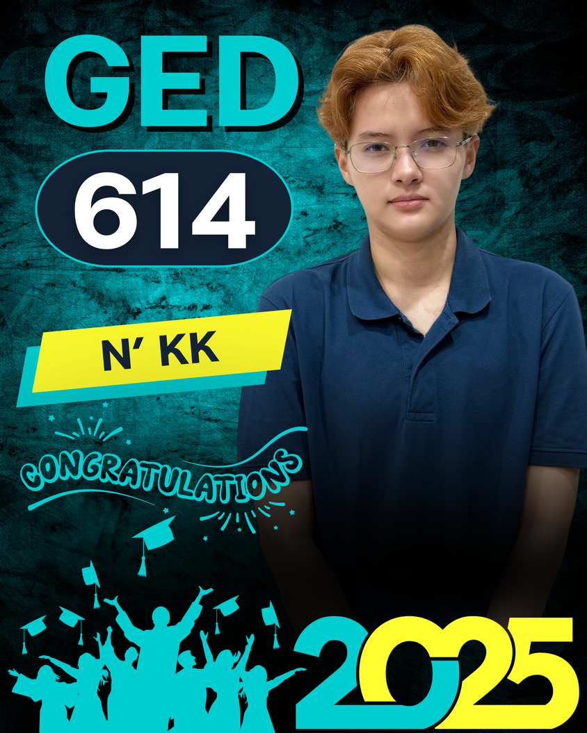 GED graduate achievement poster for KK