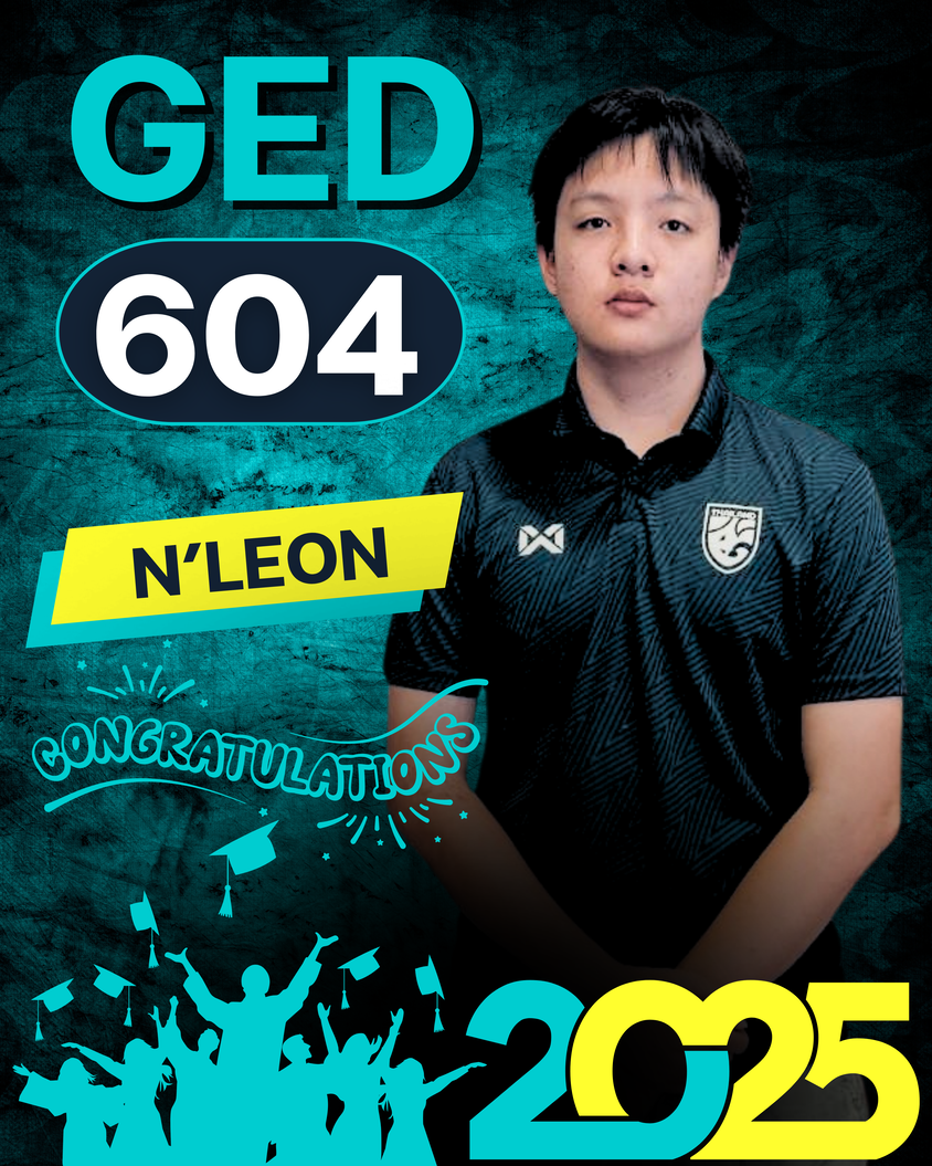 GED graduate achievement poster for Leon